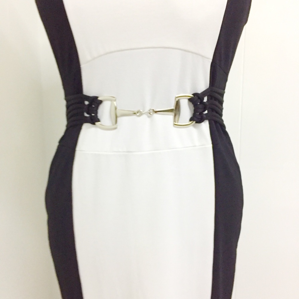 14 VENUS Sexy Black and White Bodycon Dress - Picture 3 of 6
